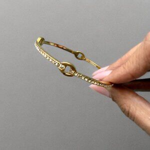 Coach Gold-tone Rhinestone Bangle Bracelet